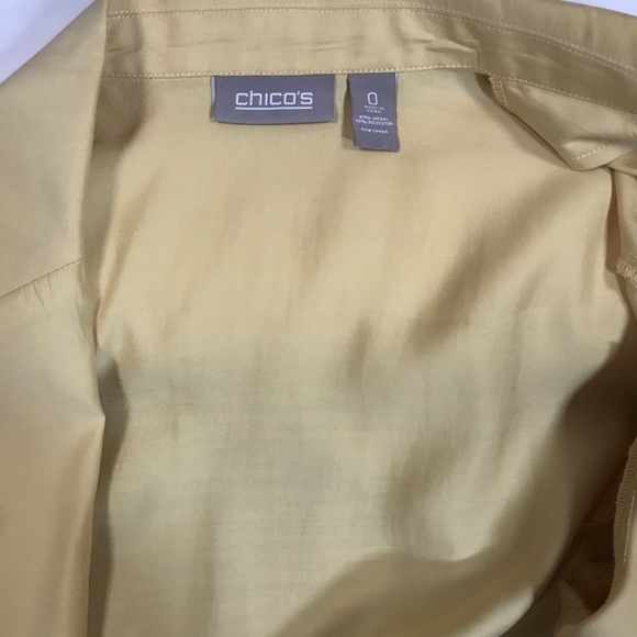 Chico's Gold Mustard Open Jacket Size 0 Roll Tab - Picture 3 of 3